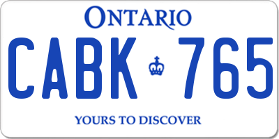 ON license plate CABK765