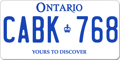 ON license plate CABK768