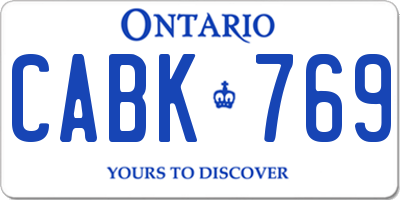 ON license plate CABK769