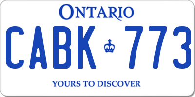 ON license plate CABK773