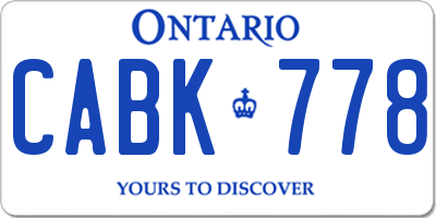 ON license plate CABK778