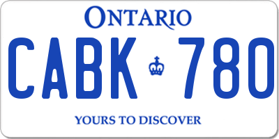 ON license plate CABK780