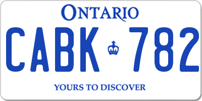 ON license plate CABK782