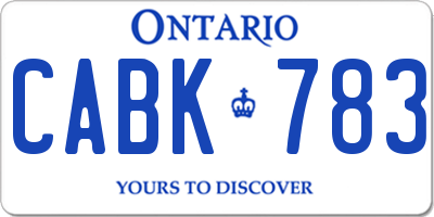 ON license plate CABK783