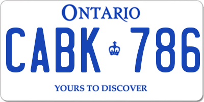 ON license plate CABK786