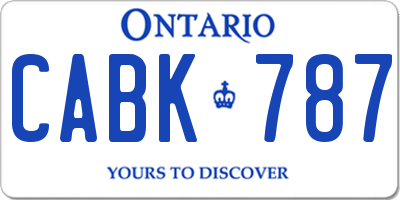 ON license plate CABK787