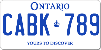 ON license plate CABK789