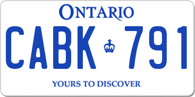 ON license plate CABK791