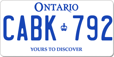 ON license plate CABK792