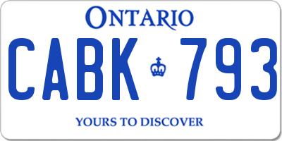 ON license plate CABK793