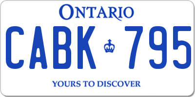 ON license plate CABK795