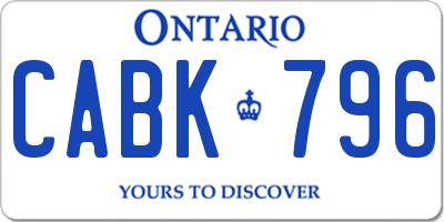 ON license plate CABK796