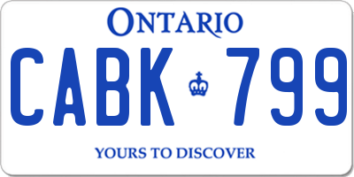 ON license plate CABK799