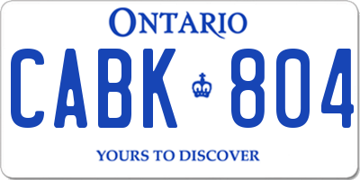 ON license plate CABK804