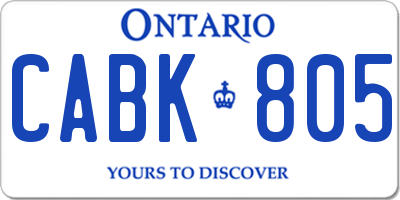 ON license plate CABK805