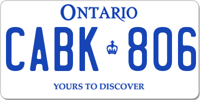 ON license plate CABK806