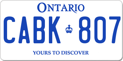 ON license plate CABK807