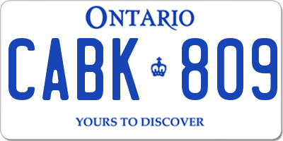 ON license plate CABK809