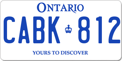 ON license plate CABK812