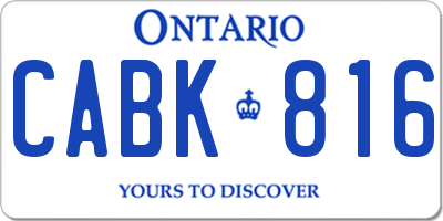 ON license plate CABK816