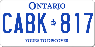 ON license plate CABK817