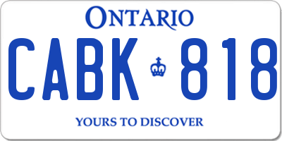 ON license plate CABK818