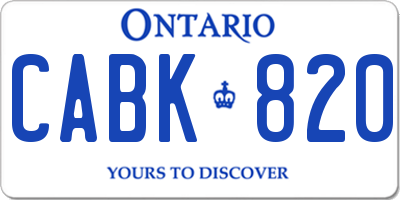 ON license plate CABK820