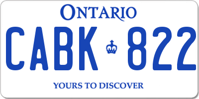 ON license plate CABK822