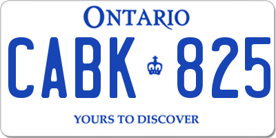 ON license plate CABK825