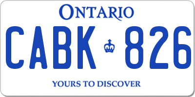 ON license plate CABK826