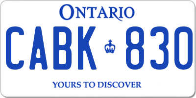 ON license plate CABK830