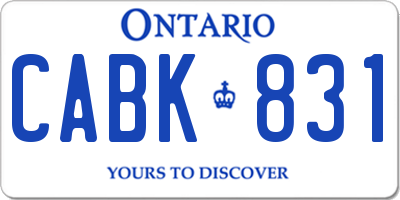 ON license plate CABK831