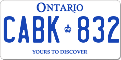 ON license plate CABK832