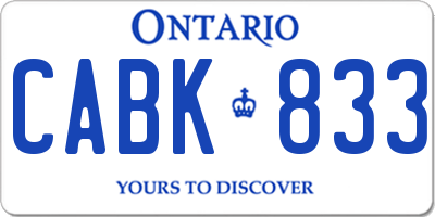 ON license plate CABK833