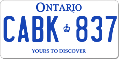 ON license plate CABK837