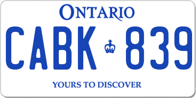 ON license plate CABK839