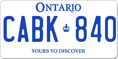 ON license plate CABK840