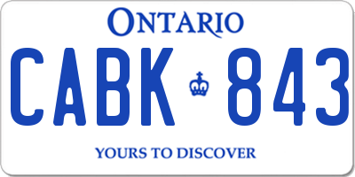 ON license plate CABK843