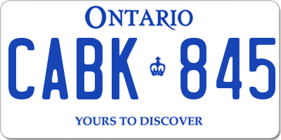 ON license plate CABK845