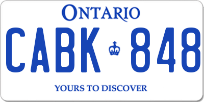 ON license plate CABK848