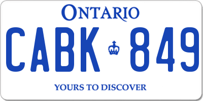 ON license plate CABK849