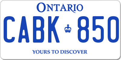 ON license plate CABK850