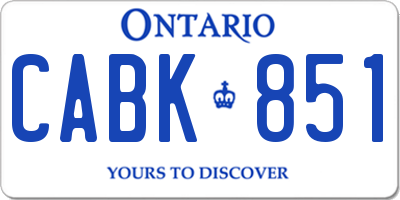 ON license plate CABK851