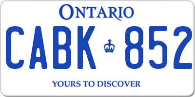 ON license plate CABK852