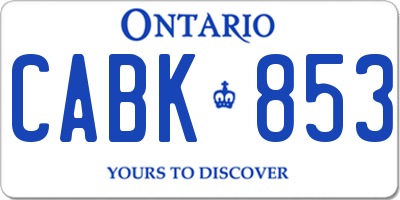 ON license plate CABK853