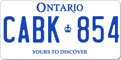 ON license plate CABK854