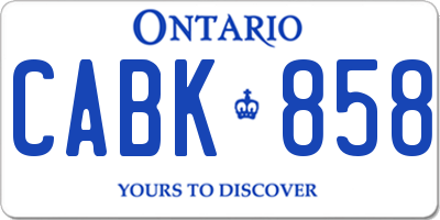 ON license plate CABK858