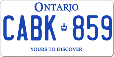 ON license plate CABK859