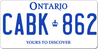 ON license plate CABK862