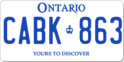 ON license plate CABK863